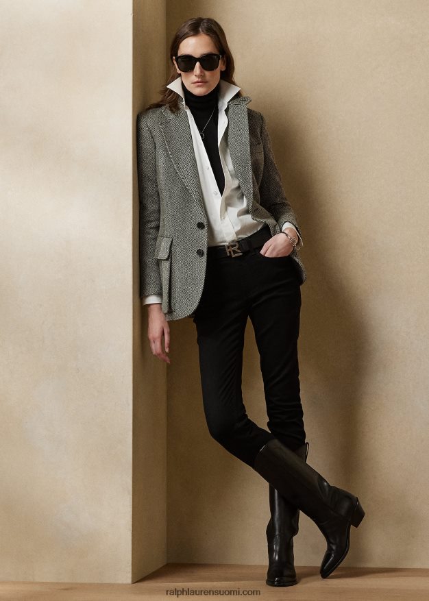 Ralph Lauren naiset tweed-takki 0Z24ZR3463 musta/kerma