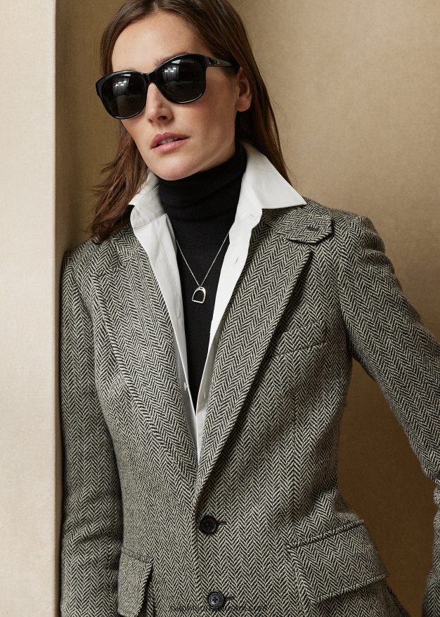 Ralph Lauren naiset tweed-takki 0Z24ZR3463 musta/kerma