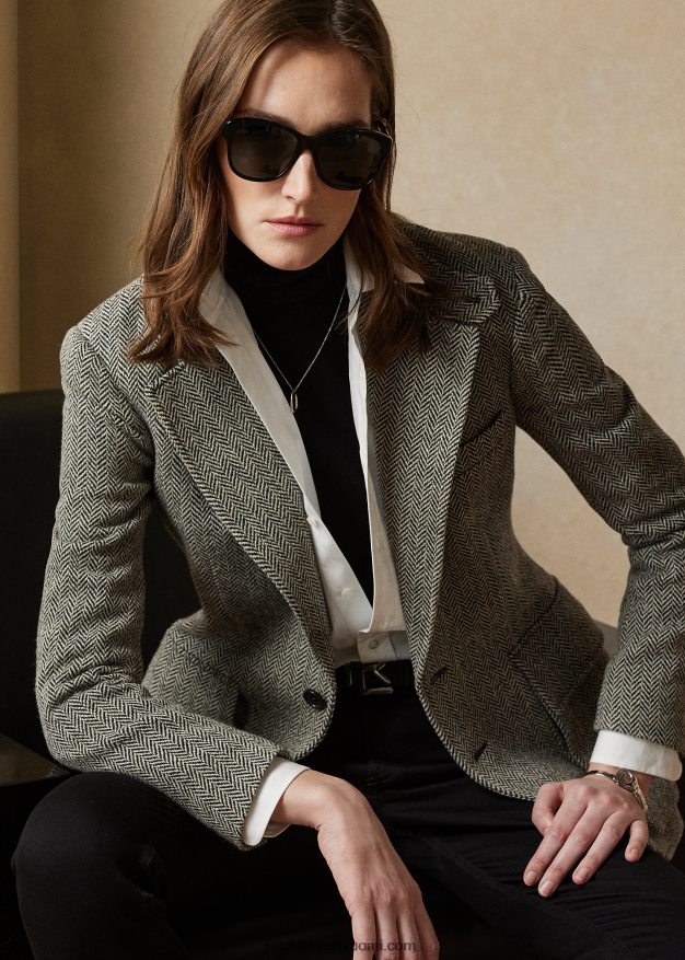 Ralph Lauren naiset tweed-takki 0Z24ZR3463 musta/kerma