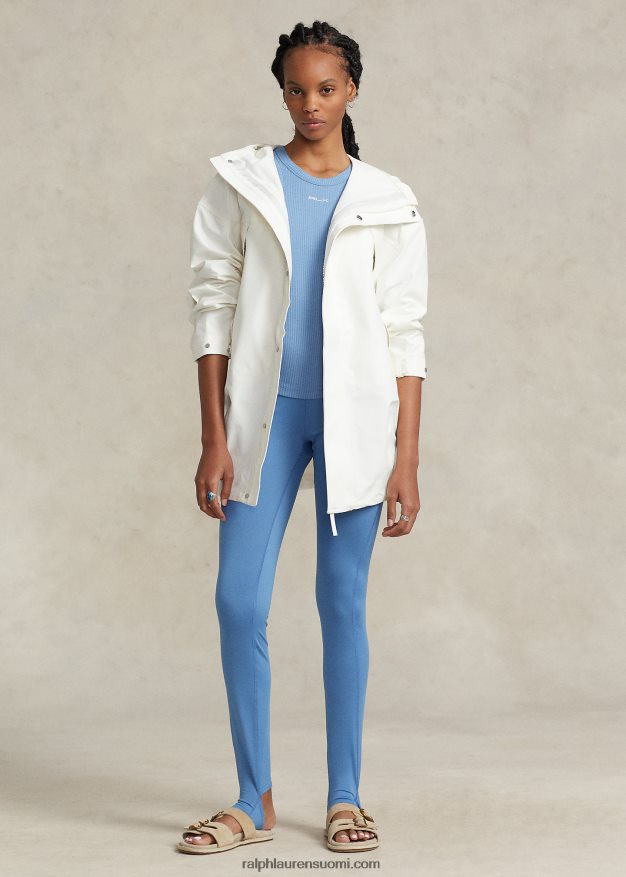 Ralph Lauren naiset vedenpitävä hupullinen tuulitakki 0Z24ZR3092 valkoinen/kaurapuuro