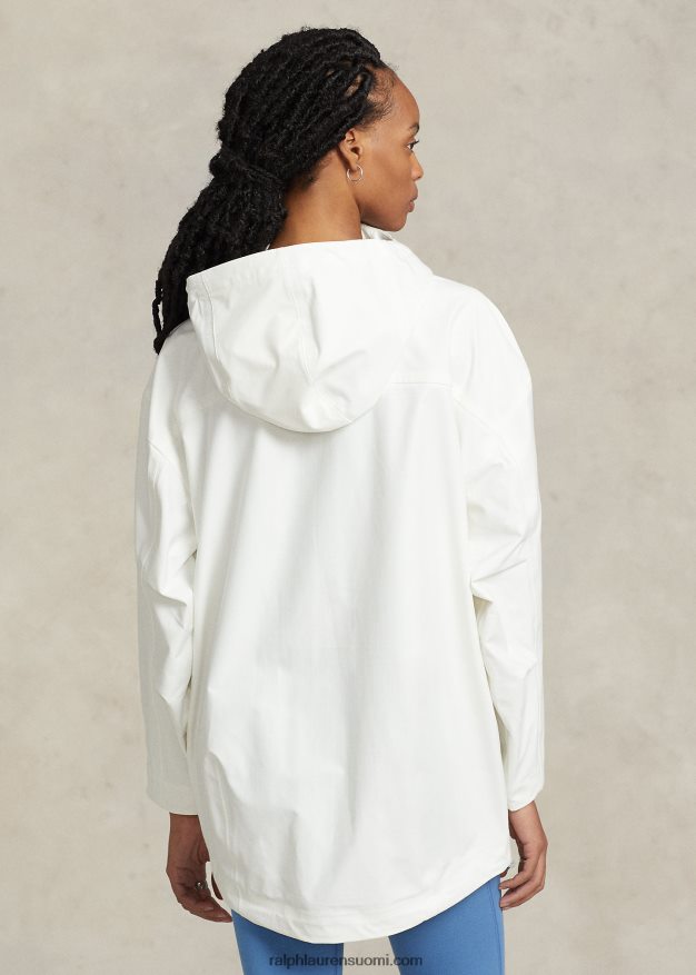 Ralph Lauren naiset vedenpitävä hupullinen tuulitakki 0Z24ZR3092 valkoinen/kaurapuuro