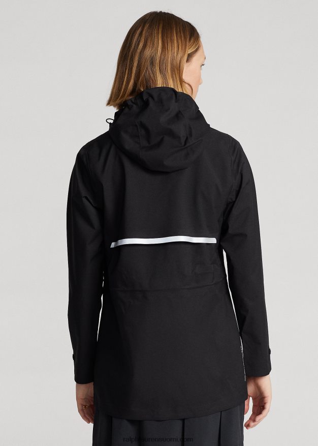Ralph Lauren naiset vettä hylkivä joustava hupullinen takki 0Z24ZR3747 musta