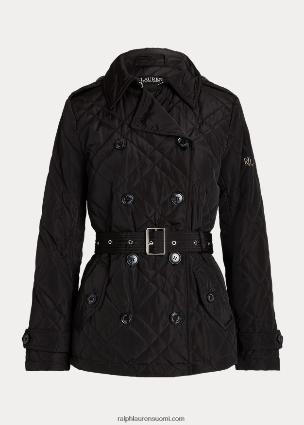 Ralph Lauren naiset vyöllinen timanttitikattu peatakki 0Z24ZR4129 musta