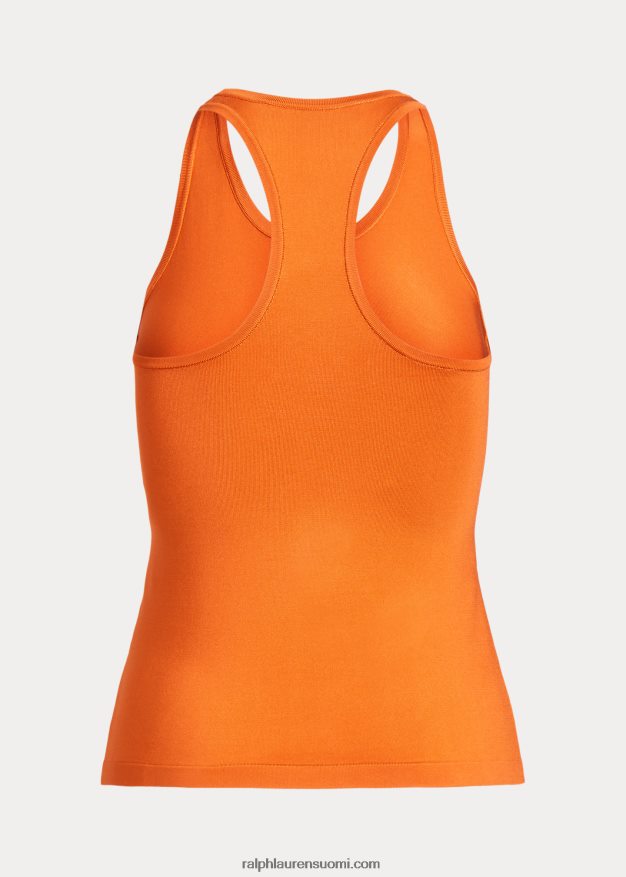 Ralph Lauren naiset joustava silkki Racerback toppi 0Z24ZR9373 unikon appelsiini