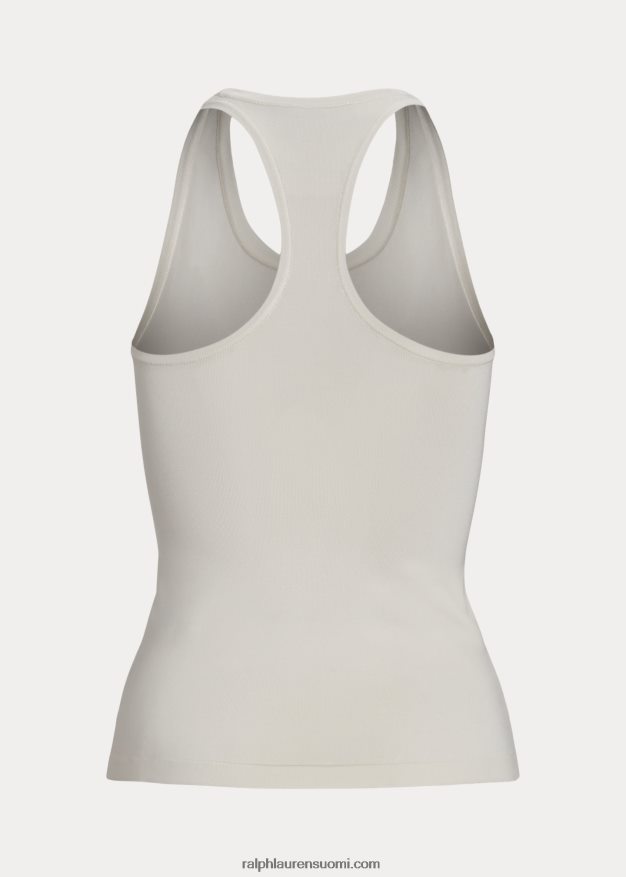 Ralph Lauren naiset joustava silkki Racerback toppi 0Z24ZR9374 luonnonvalkoinen