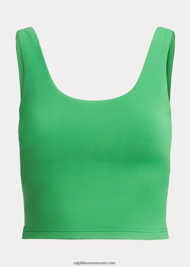 Ralph Lauren naiset lyhennetty mokkanahkainen trikoopaita 0Z24ZR3060 lautan vihreä