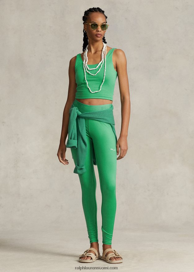 Ralph Lauren naiset lyhennetty mokkanahkainen trikoopaita 0Z24ZR3060 lautan vihreä