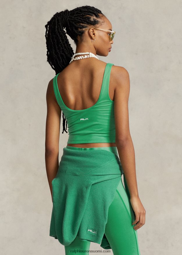 Ralph Lauren naiset lyhennetty mokkanahkainen trikoopaita 0Z24ZR3060 lautan vihreä