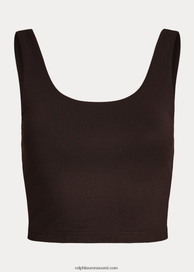 Ralph Lauren naiset lyhennetty mokkanahkainen trikoopaita 0Z24ZR3061 antiikki ruskea