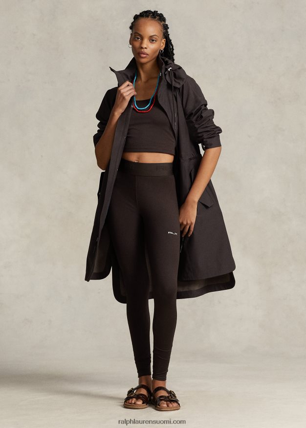 Ralph Lauren naiset lyhennetty mokkanahkainen trikoopaita 0Z24ZR3061 antiikki ruskea