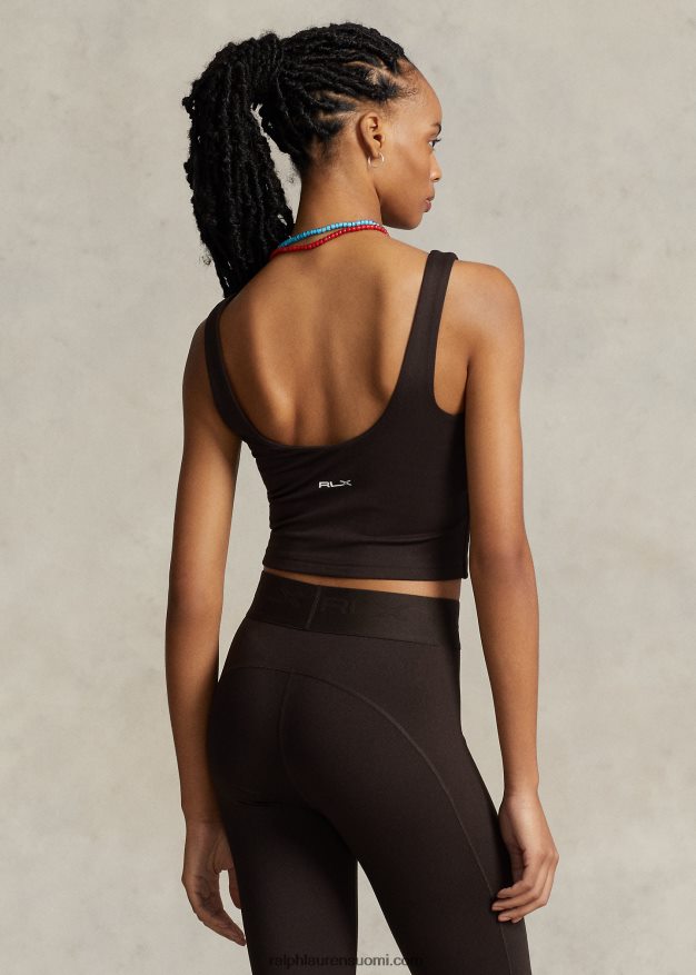 Ralph Lauren naiset lyhennetty mokkanahkainen trikoopaita 0Z24ZR3061 antiikki ruskea