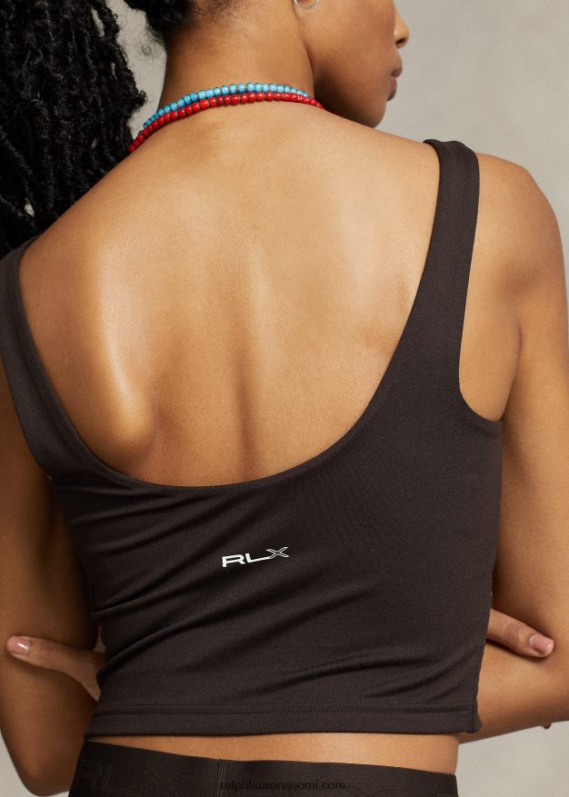 Ralph Lauren naiset lyhennetty mokkanahkainen trikoopaita 0Z24ZR3061 antiikki ruskea