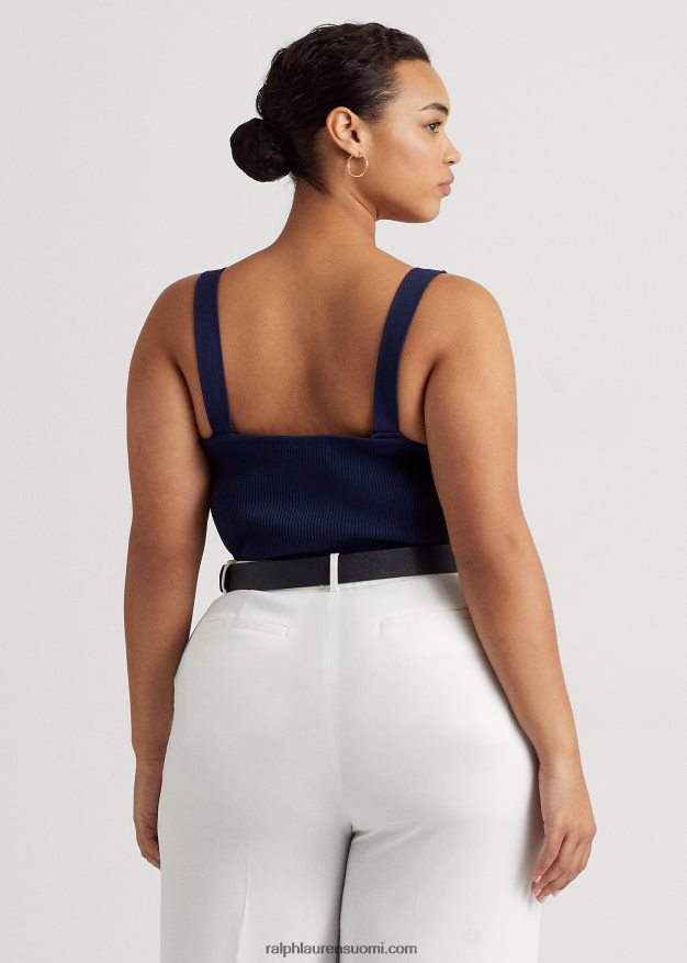 Ralph Lauren naiset rib-neulottu toppi 0Z24ZR4811 hienostunut laivasto