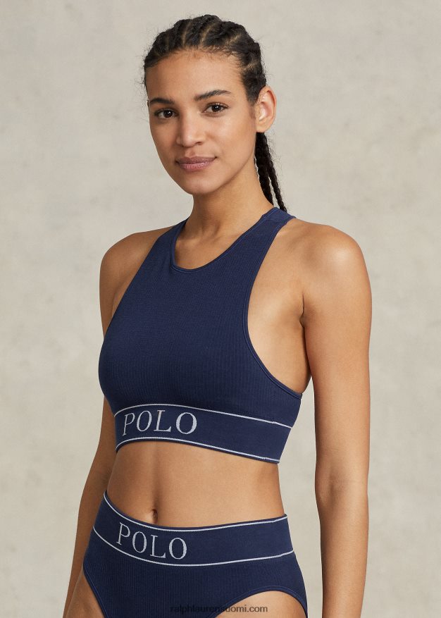 Ralph Lauren naiset saumaton leikattu jalokivitankki 0Z24ZR3366 laivasto