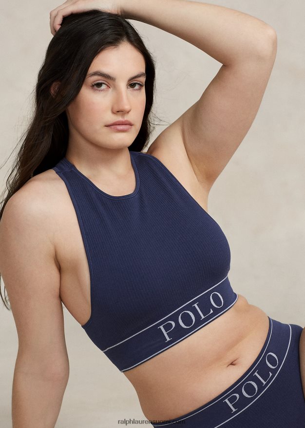 Ralph Lauren naiset saumaton leikattu jalokivitankki 0Z24ZR3366 laivasto