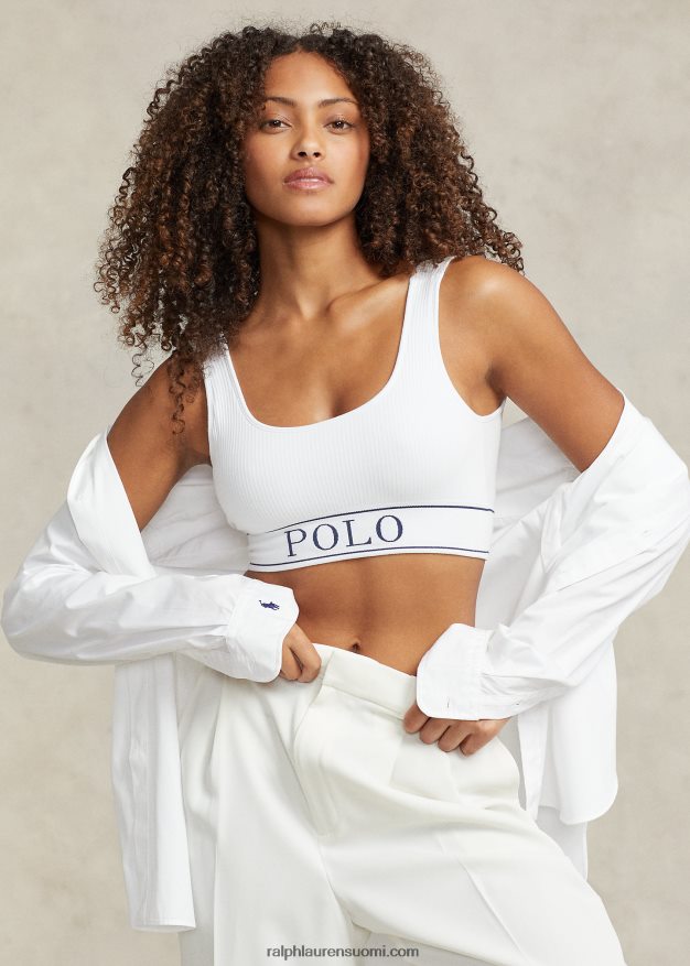 Ralph Lauren naiset saumaton leikattu kauhasäiliö 0Z24ZR3362 valkoinen pilvi