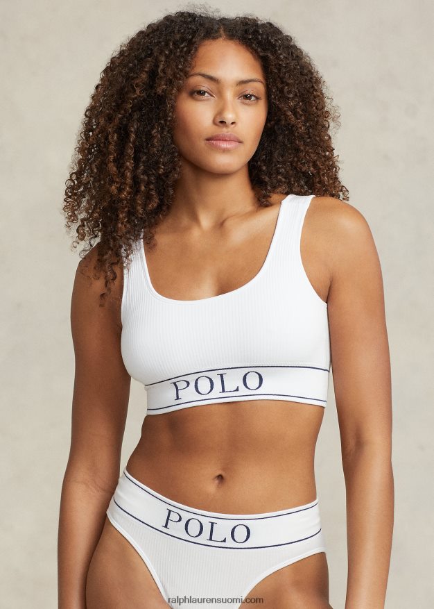 Ralph Lauren naiset saumaton leikattu kauhasäiliö 0Z24ZR3362 valkoinen pilvi