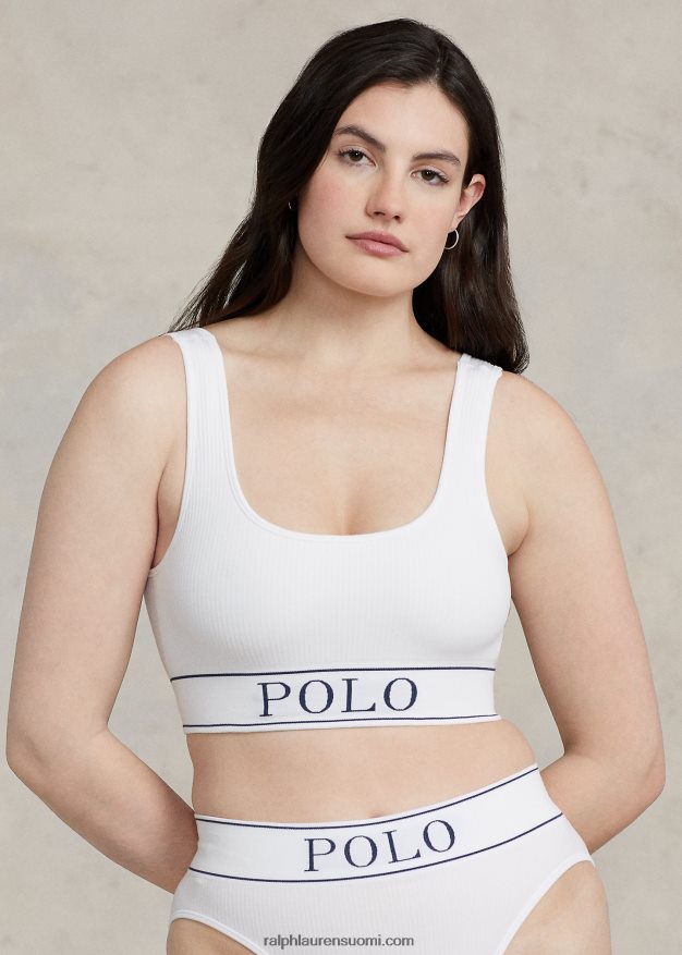 Ralph Lauren naiset saumaton leikattu kauhasäiliö 0Z24ZR3362 valkoinen pilvi