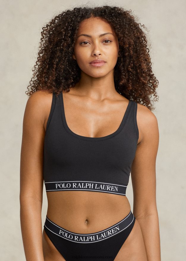 Ralph Lauren naiset toisto-logo kauha leikattu säiliö 0Z24ZR3388 onyx