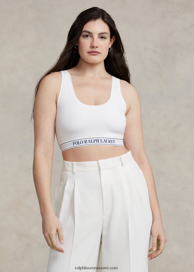 Ralph Lauren naiset toisto-logo kauha leikattu säiliö 0Z24ZR3389 valkoinen pilvi