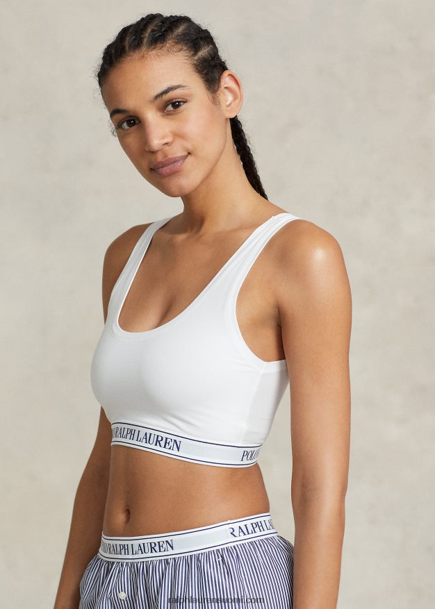 Ralph Lauren naiset toisto-logo kauha leikattu säiliö 0Z24ZR3389 valkoinen pilvi