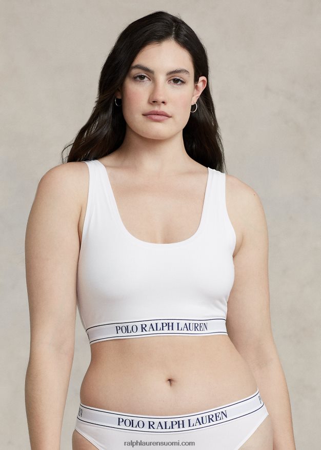 Ralph Lauren naiset toisto-logo kauha leikattu säiliö 0Z24ZR3389 valkoinen pilvi