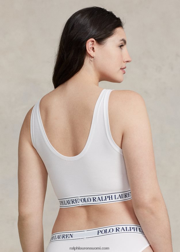 Ralph Lauren naiset toisto-logo kauha leikattu säiliö 0Z24ZR3389 valkoinen pilvi