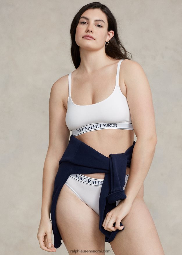 Ralph Lauren naiset toistologolla rajattu kauhasäiliö 0Z24ZR3385 valkoinen pilvi