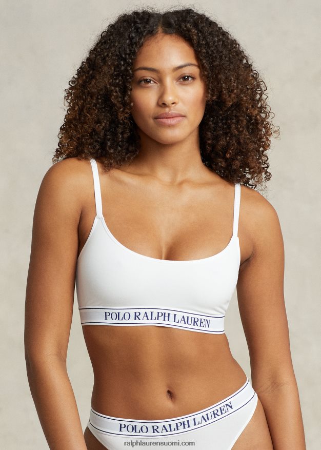 Ralph Lauren naiset toistologolla rajattu kauhasäiliö 0Z24ZR3385 valkoinen pilvi