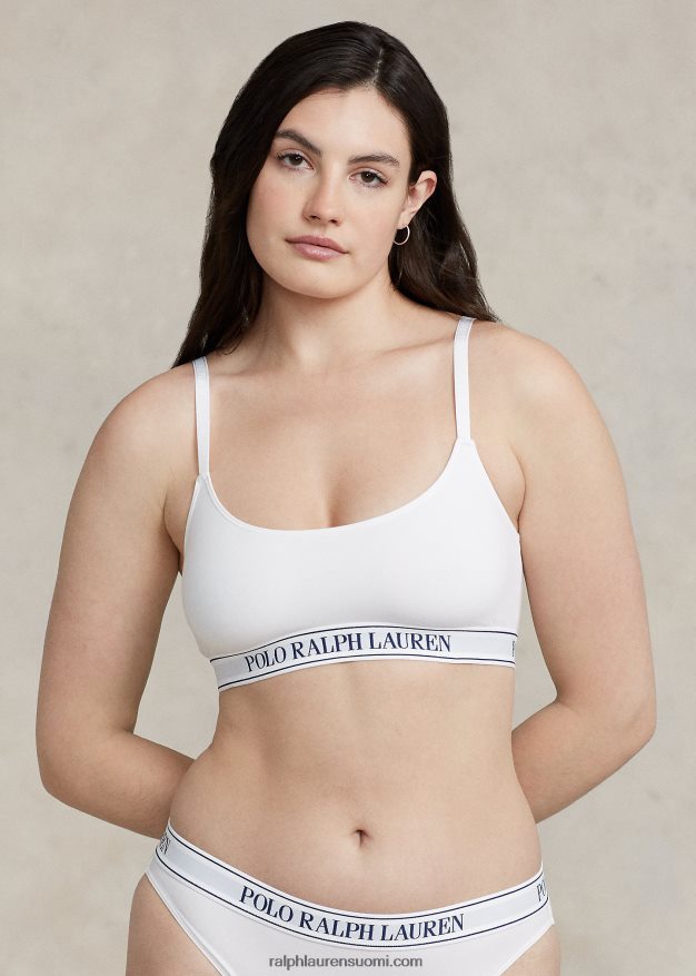 Ralph Lauren naiset toistologolla rajattu kauhasäiliö 0Z24ZR3385 valkoinen pilvi