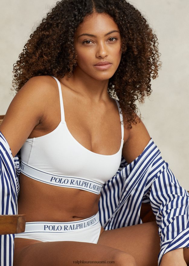 Ralph Lauren naiset toistologolla rajattu kauhasäiliö 0Z24ZR3385 valkoinen pilvi