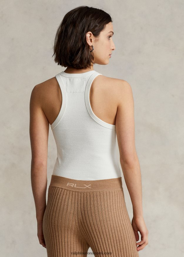 Ralph Lauren naiset uurrettu Racerback tankki 0Z24ZR9179 keraaminen valkoinen