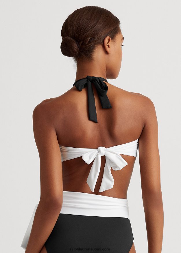 Ralph Lauren naiset Edessä kierretty bandeau-toppi 0Z24ZR4201 musta valkoinen