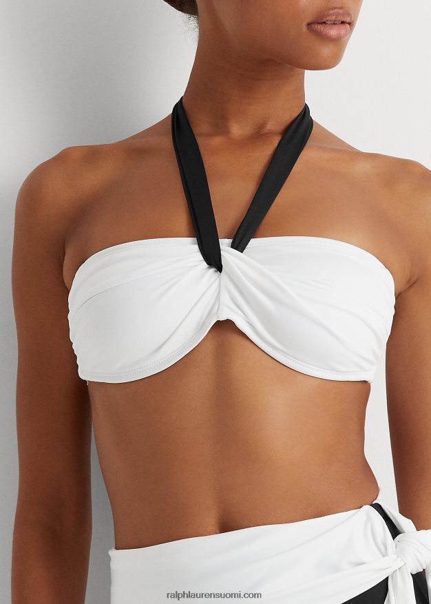 Ralph Lauren naiset Edessä kierretty bandeau-toppi 0Z24ZR4201 musta valkoinen