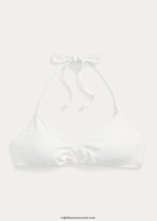 Ralph Lauren naiset kaapeli-aiheinen o-rengas riimu bikinitoppi 0Z24ZR3233 lämmin valkoinen