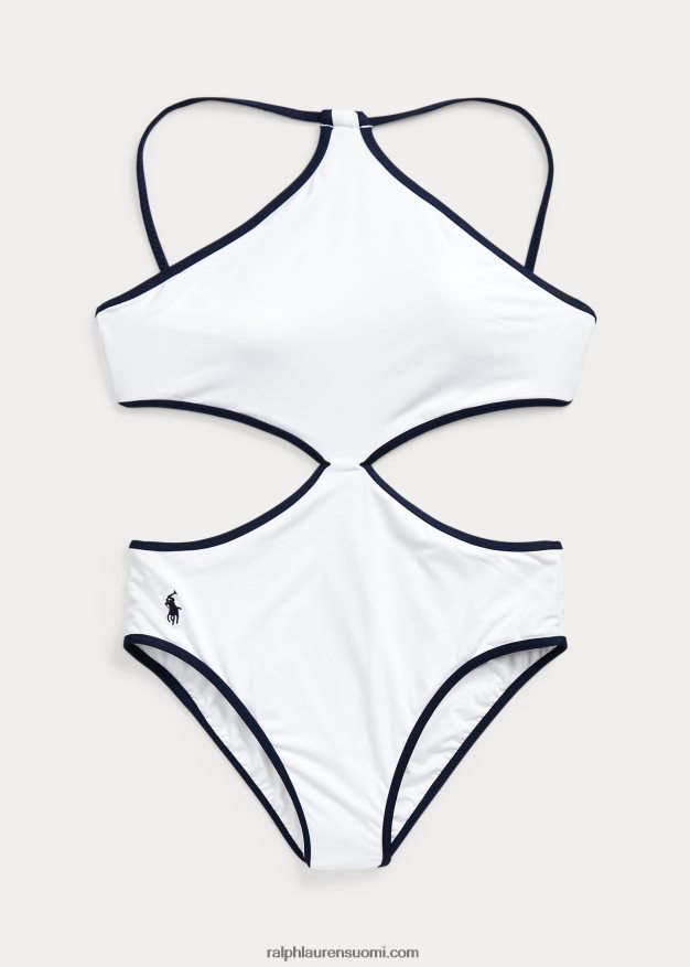 Ralph Lauren naiset kaksisävyinen korkea-aukkoinen yksiosainen 0Z24ZR3301 valkoinen