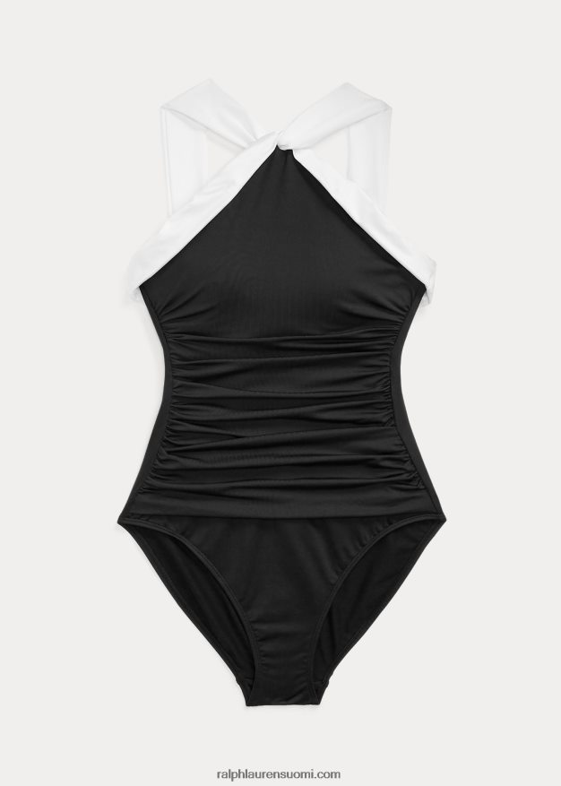 Ralph Lauren naiset kaksisävyinen korkea-aukkoinen yksiosainen 0Z24ZR4199