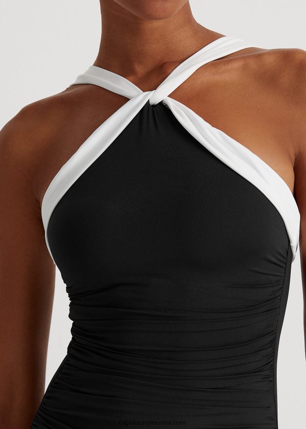 Ralph Lauren naiset kaksisävyinen korkea-aukkoinen yksiosainen 0Z24ZR4199