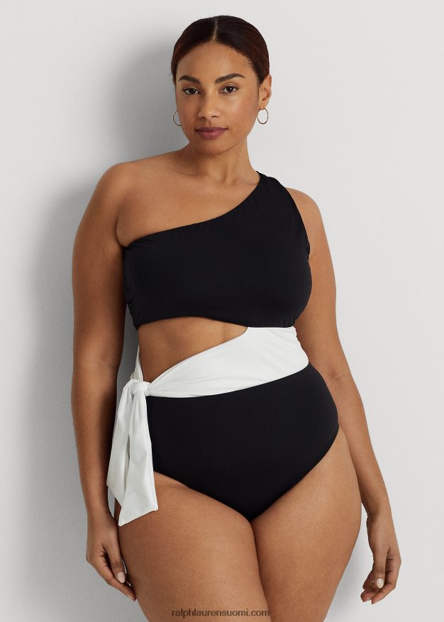 Ralph Lauren naiset kaksisävyinen leikkaus yksiosainen 0Z24ZR4587 musta