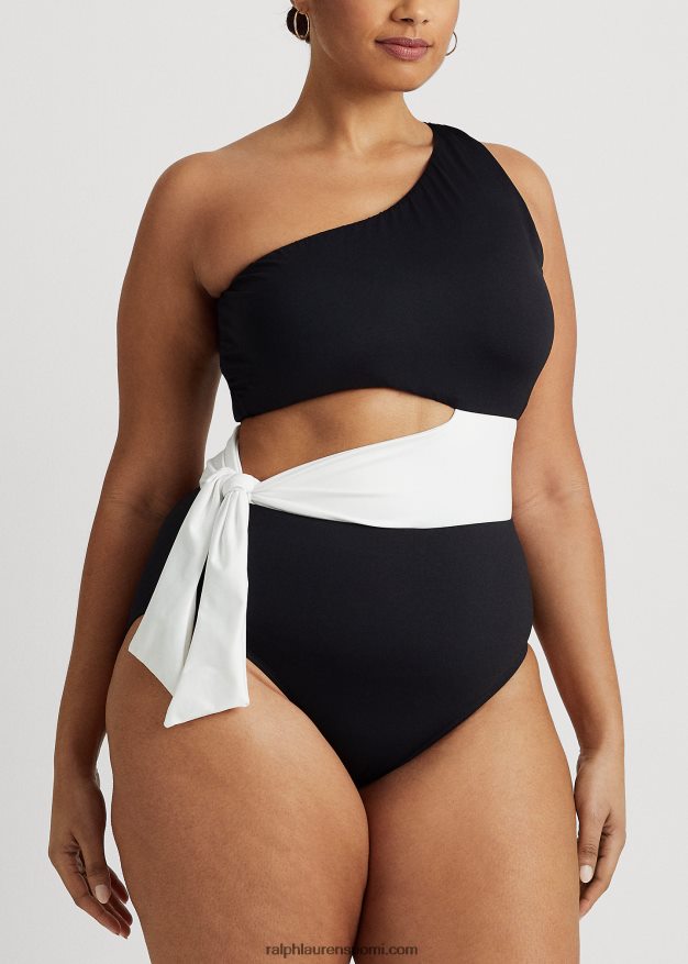 Ralph Lauren naiset kaksisävyinen leikkaus yksiosainen 0Z24ZR4587 musta