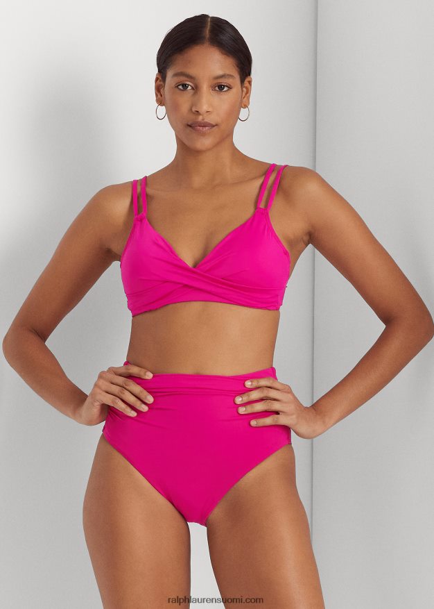 Ralph Lauren naiset korkeavyötäröinen rypytetty bikinialaosa 0Z24ZR4142 orkidea