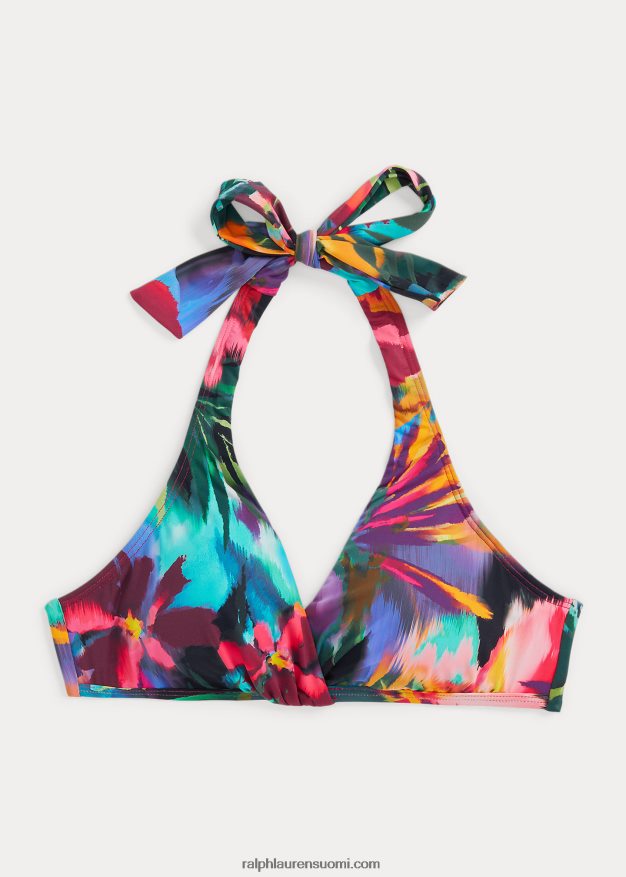 Ralph Lauren naiset kukkakierretty edessä riimuriimuinen bikinipaita 0Z24ZR9433 multi