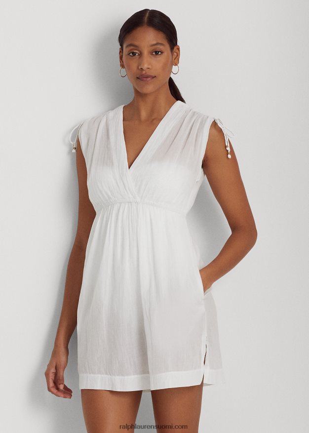 Ralph Lauren naiset murskattua puuvillaa, hihaton peitto 0Z24ZR9454 valkoinen