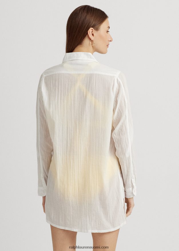 Ralph Lauren naiset murskattua puuvillaa paidan peitto 0Z24ZR4206 valkoinen