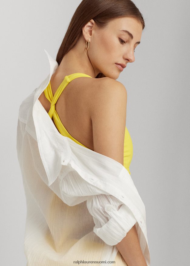 Ralph Lauren naiset murskattua puuvillaa paidan peitto 0Z24ZR4206 valkoinen