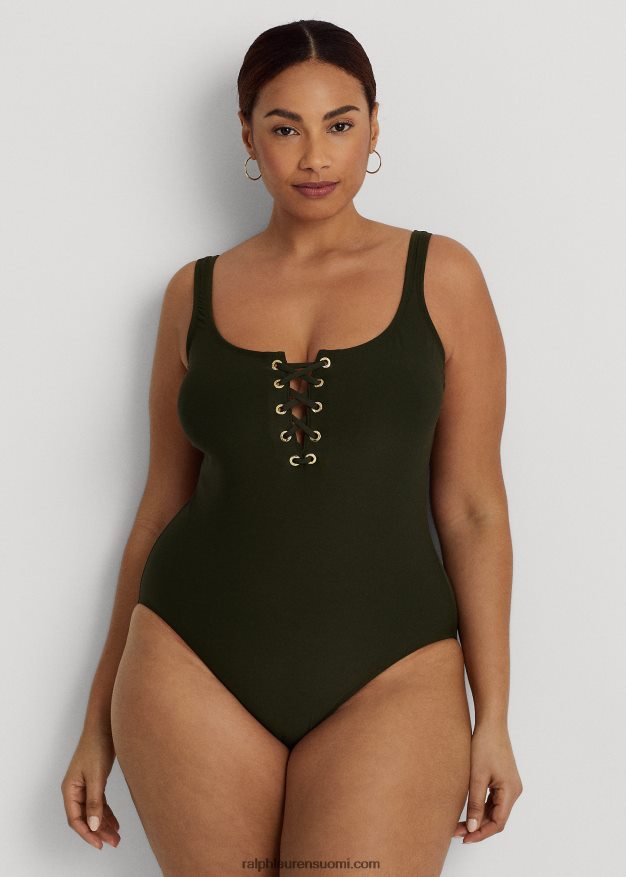 Ralph Lauren naiset nauhoitus yksiosainen 0Z24ZR4522 oliivi