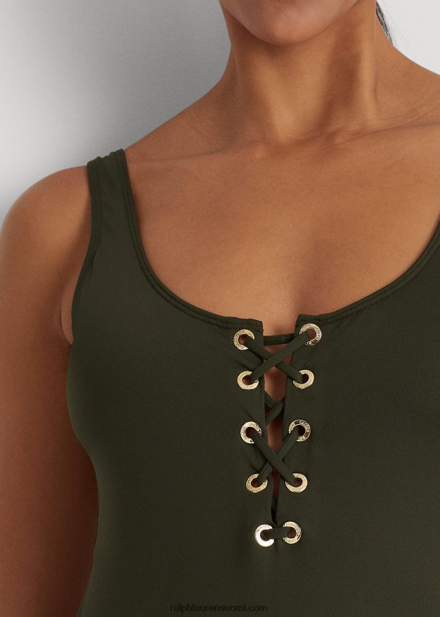 Ralph Lauren naiset nauhoitus yksiosainen 0Z24ZR9432 oliivi