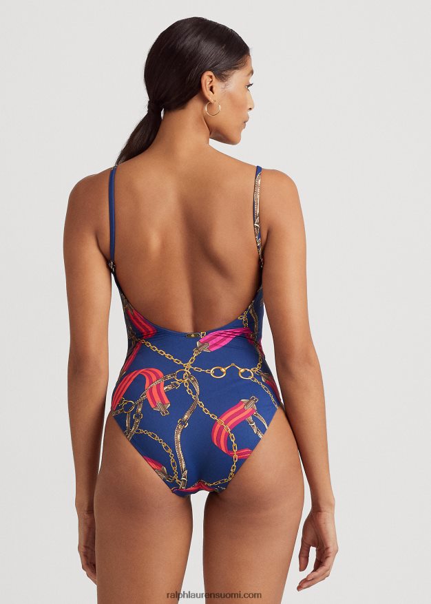 Ralph Lauren naiset painatus scoopneck yksiosainen 0Z24ZR9450 multi