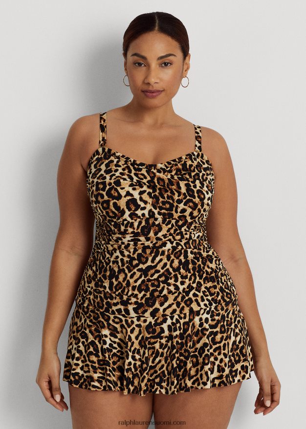 Ralph Lauren naiset print kierretty bandeau helma yksiosainen 0Z24ZR4585 ruskea