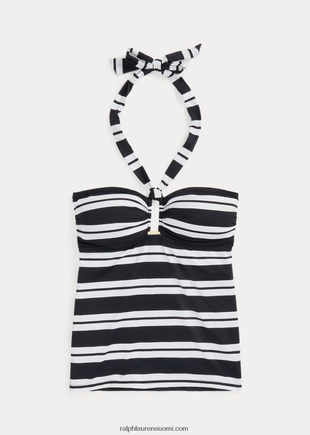 Ralph Lauren naiset raidallinen bandeau tankini 0Z24ZR4189 musta valkoinen